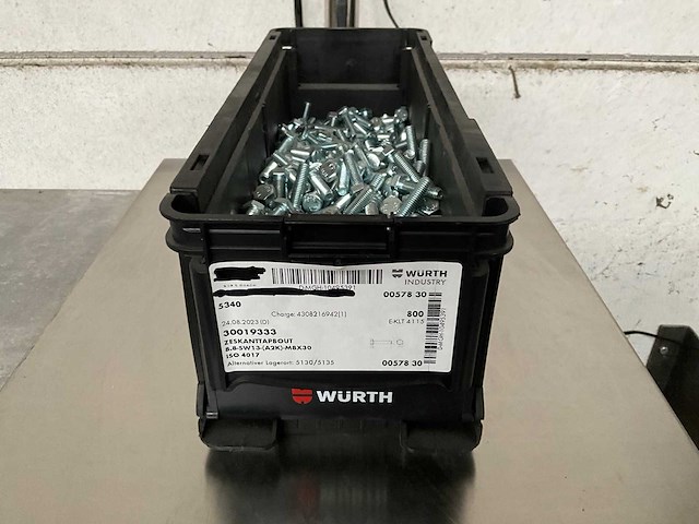 Würth 11.58 kg zeskanttapbout m8 x 30 in stapelbare bak - afbeelding 1 van  5