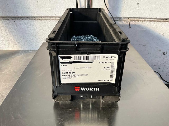 Würth 3.76 kg plaatschroef cilinderkop 3,9 x 16 in stapelbare bak - afbeelding 1 van  5