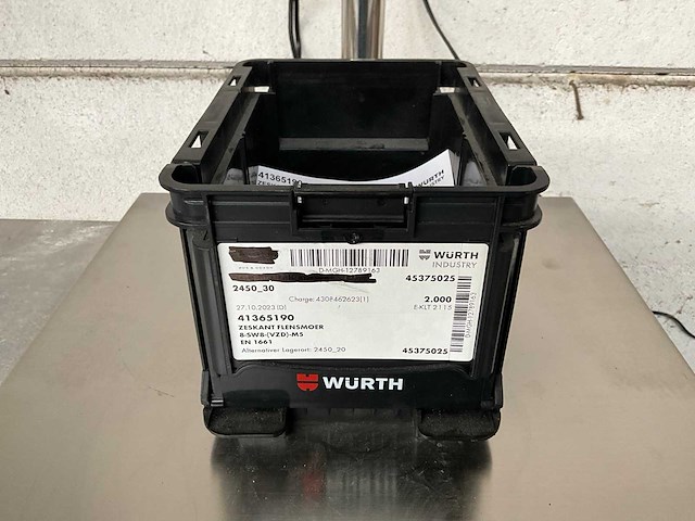 Würth 3.90 kg zeskant flensmoer m5 in stapelbare bak - afbeelding 1 van  5