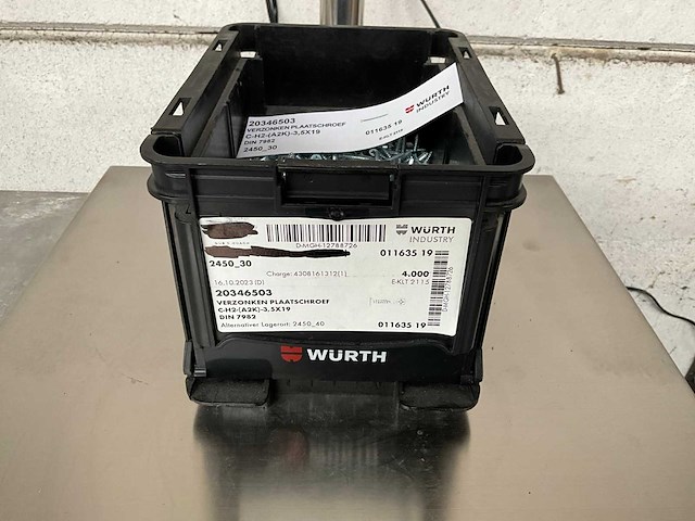 Würth 4.74 kg verzonken plaatschroef 3.5 x 19 in stapelbare bak - afbeelding 1 van  5