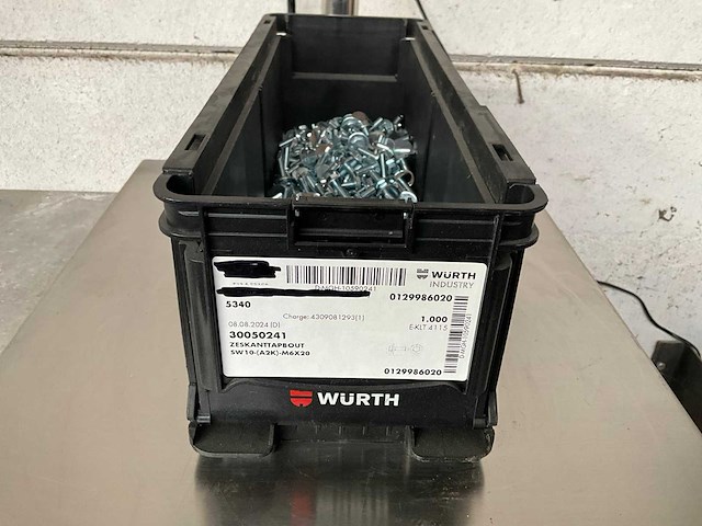 Würth 5.09 kg zeskanttapbout m6 x 20 in stapelbare bak - afbeelding 1 van  6