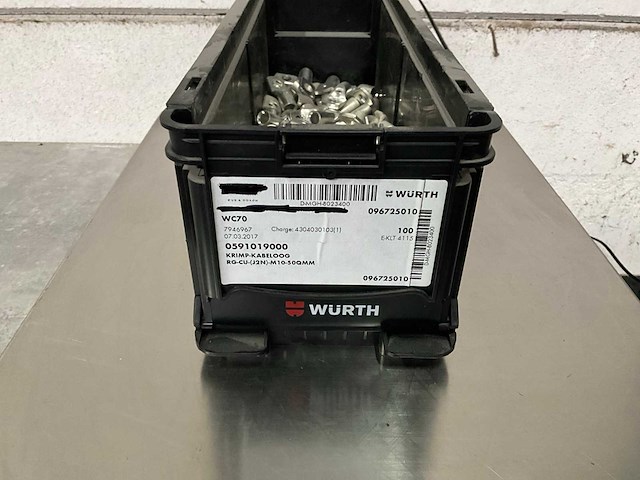 Würth 5.70 kg krimp-kabeloog m10x50 in stapelbare bak - afbeelding 1 van  5