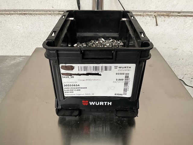 Würth 5.85 kg lage zeskantmoer m8 in stapelbare bak - afbeelding 1 van  5