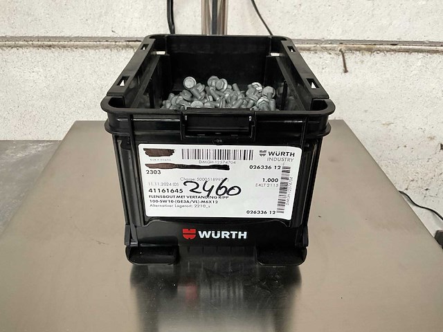 Würth 6.16 kg flensbout met vertanding ripp m6 x 12 in stapelbare bak - afbeelding 1 van  5