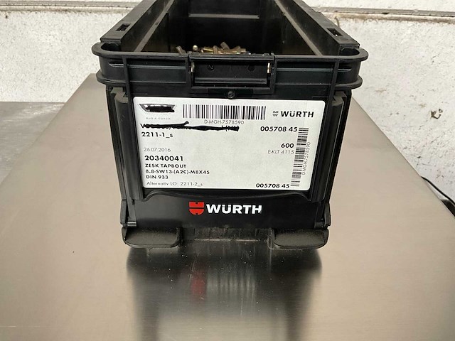Würth 6.98 kg zeskanttapbout m8 x 45 in stapelbare bak - afbeelding 1 van  5