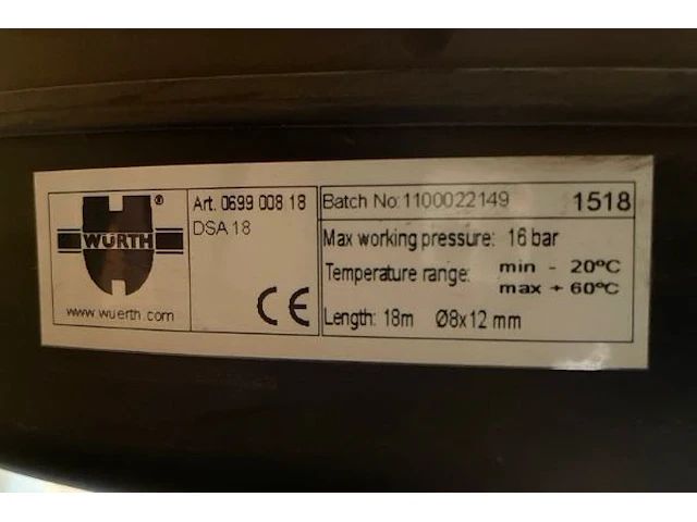 Würth dsa18 persluchtslang met haspel - afbeelding 2 van  2