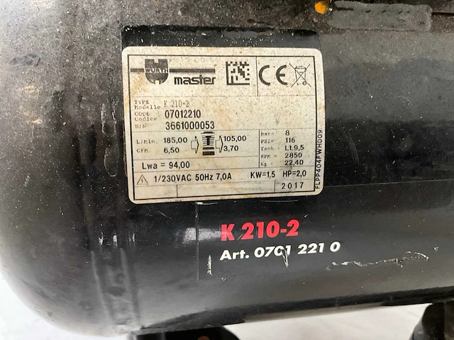 Würth k210-2 luchtcompressor - afbeelding 7 van  7