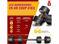 (x2) 2-in-1 halterset, 15-30 kg, verstelbaar, kort en lang - afbeelding 5 van  6