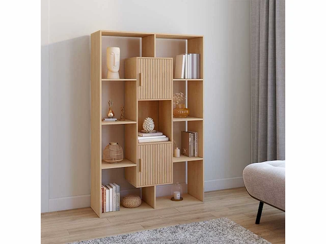 (x2) boekenkast - latteneffect 11 vakken 143cm - afbeelding 1 van  8