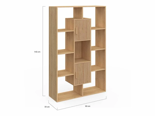 (x2) boekenkast - latteneffect 11 vakken 143cm - afbeelding 5 van  8