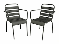 (x4) stapelbare metalen tuinfauteuil - antracietgrijs + (x1) voetensteun - afbeelding 2 van  6