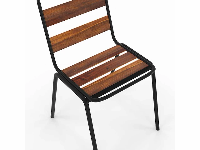 (x6) acacia tuinstoelen in metaal en hout - afbeelding 4 van  6