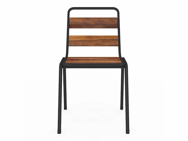 (x6) acacia tuinstoelen in metaal en hout - afbeelding 5 van  6