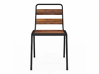 (x6) acacia tuinstoelen in metaal en hout - afbeelding 5 van  6