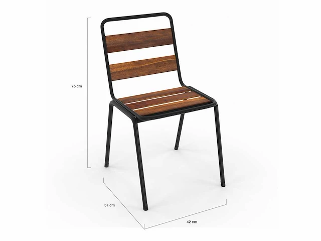 (x6) acacia tuinstoelen in metaal en hout - afbeelding 6 van  6
