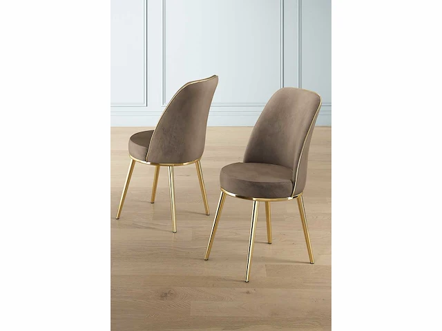 (x6) eetkamerstoelen - cappuccino 45x91x42 cm goud - afbeelding 1 van  3