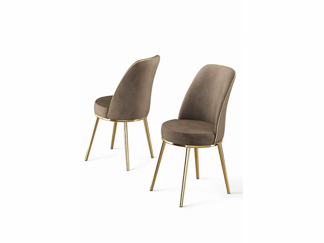 (x6) eetkamerstoelen - cappuccino 45x91x42 cm goud - afbeelding 2 van  3