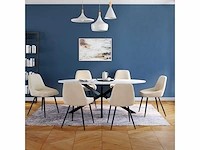 (x6) stoelen met metalen poten - beige fluweel - afbeelding 1 van  6