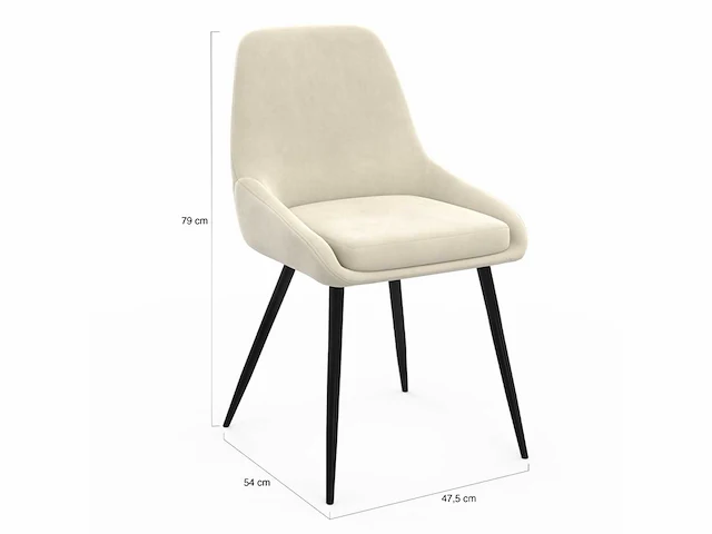 (x6) stoelen met metalen poten - beige fluweel - afbeelding 4 van  6