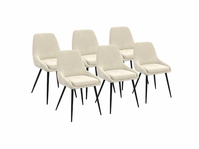 (x6) stoelen met metalen poten - beige fluweel - afbeelding 6 van  6