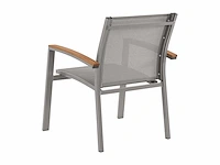 (x8) stapelbare tuinstoelen van aluminium en textileen - taupe en acacia armleuningen - afbeelding 6 van  9