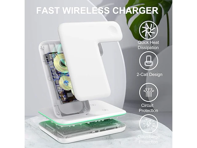 Ximu 3-in-1 draadloze oplader - afbeelding 2 van  3