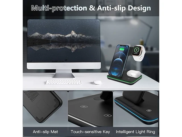 Ximu draadloze oplader 3-in-1 - afbeelding 2 van  5