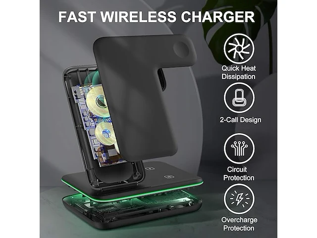 Ximu draadloze oplader 3-in-1 - afbeelding 4 van  5