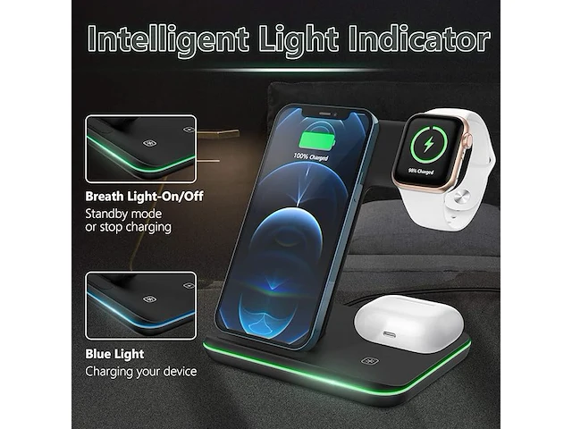 Ximu draadloze oplader 3-in-1 - afbeelding 5 van  5