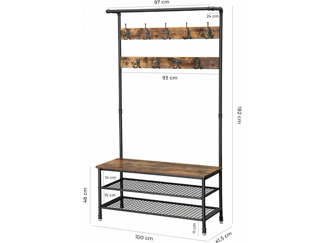 Xl garderoberek - hout - bruin - 41x100x182 - afbeelding 3 van  3