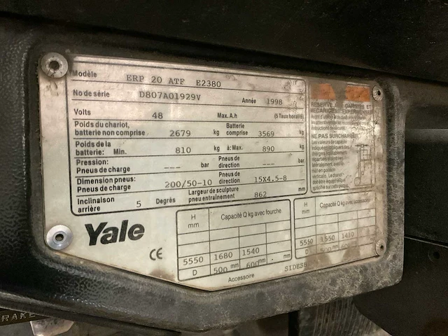 Yale erp 20 atf vorkheftruck - afbeelding 8 van  9