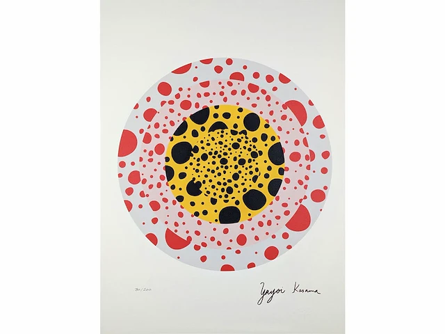 Yayoi kusama (na) - litho gesigneerd bloemencirkel - afbeelding 2 van  8