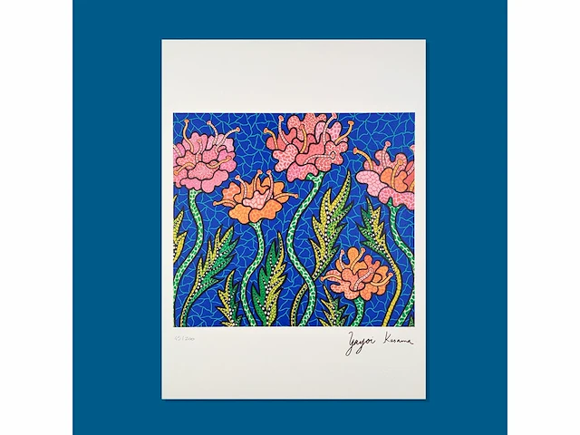 Yayoi kusama (na) - litho gesigneerd bord bloemen 2 - afbeelding 1 van  9