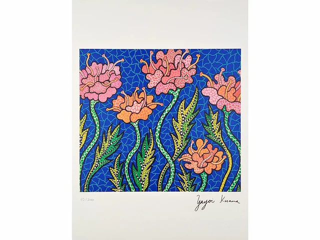 Yayoi kusama (na) - litho gesigneerd bord bloemen 2 - afbeelding 2 van  9