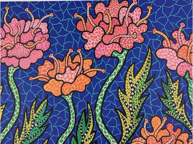Yayoi kusama (na) - litho gesigneerd bord bloemen 2 - afbeelding 3 van  9