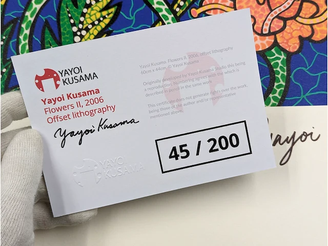 Yayoi kusama (na) - litho gesigneerd bord bloemen 2 - afbeelding 9 van  9