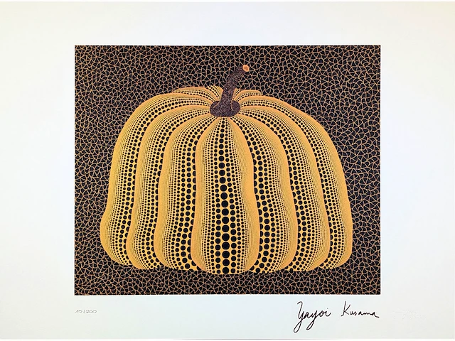 Yayoi kusama (na) - litho gesigneerd pompoenplaat - afbeelding 2 van  8