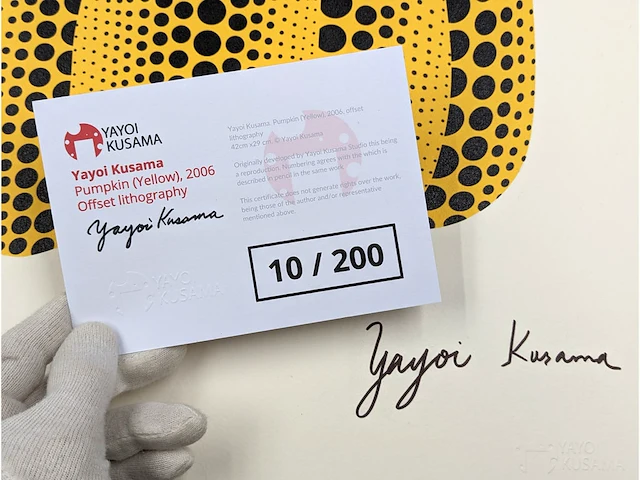 Yayoi kusama (na) - litho gesigneerd pompoenplaat - afbeelding 2 van  10