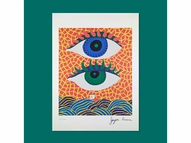 Yayoi kusama (na) - litho gesigneerd two eyes plaat - afbeelding 1 van  9