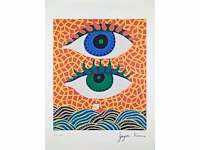 Yayoi kusama (na) - litho gesigneerd two eyes plaat - afbeelding 2 van  9