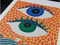 Yayoi kusama (na) - litho gesigneerd two eyes plaat - afbeelding 3 van  9