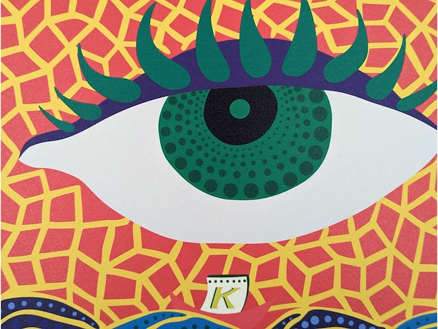 Yayoi kusama (na) - litho gesigneerd two eyes plaat - afbeelding 4 van  9