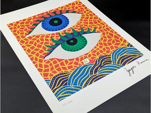 Yayoi kusama (na) - litho gesigneerd two eyes plaat - afbeelding 8 van  9