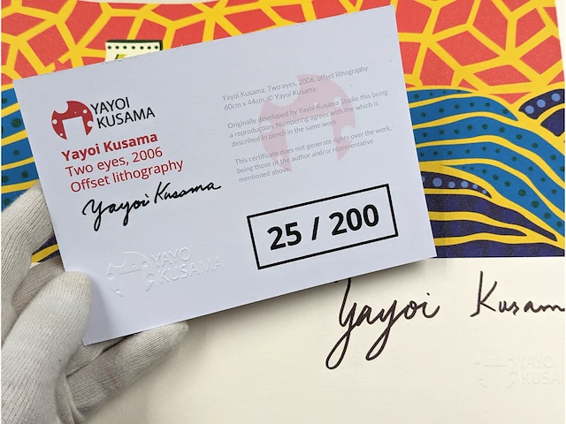 Yayoi kusama (na) - litho gesigneerd two eyes plaat - afbeelding 9 van  9