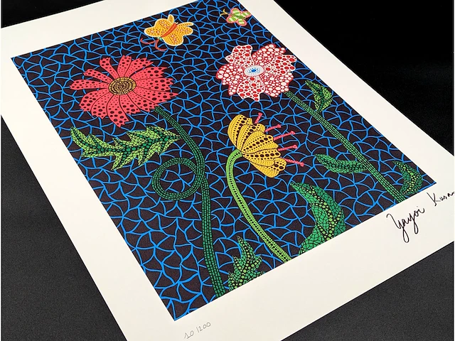 Yayoi kusama (na) - litho ondertekend bloemenbord - afbeelding 8 van  9