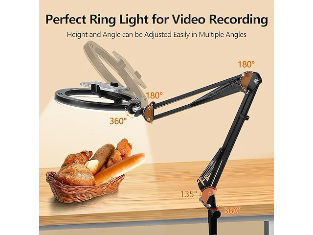 Yayusi 10" ring light met tripod voor tafel - afbeelding 2 van  4