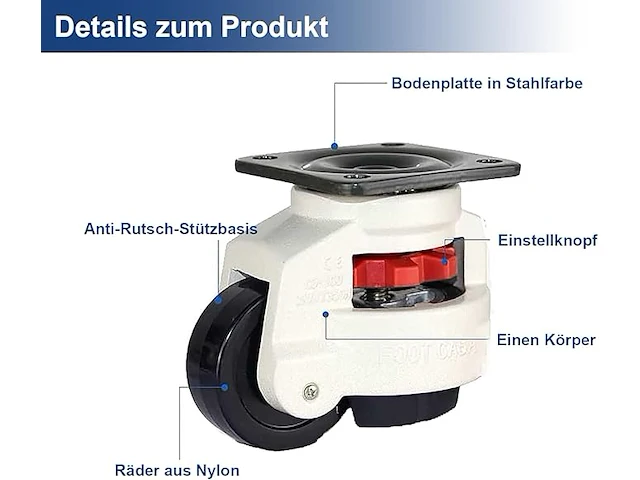 Ybaymy 4 stuks nivelleringsmachinerollen - afbeelding 3 van  5