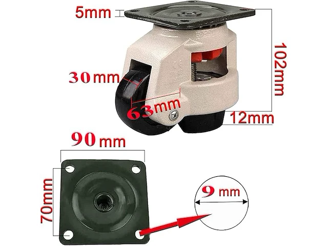 Ybaymy 4 stuks nivelleringsmachinerollen - afbeelding 4 van  5