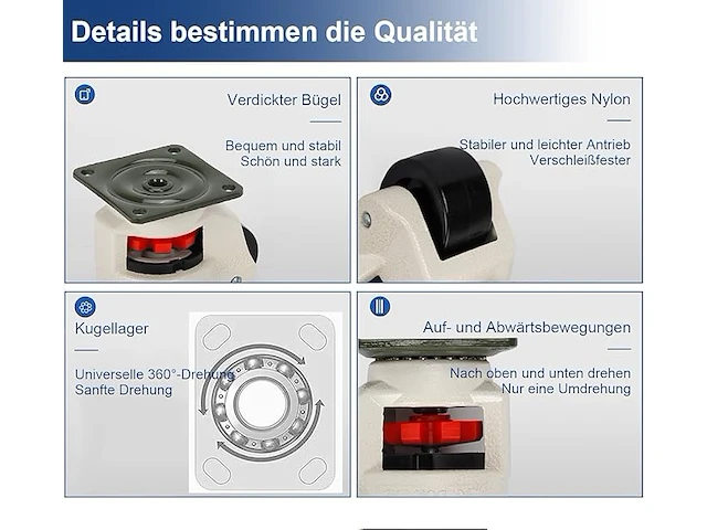 Ybaymy 4 stuks nivelleringsmachinerollen - afbeelding 5 van  5