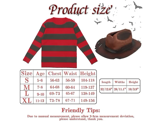 Yearsahrk freddy krüger kostuum (large/9-10jaar) - afbeelding 3 van  3